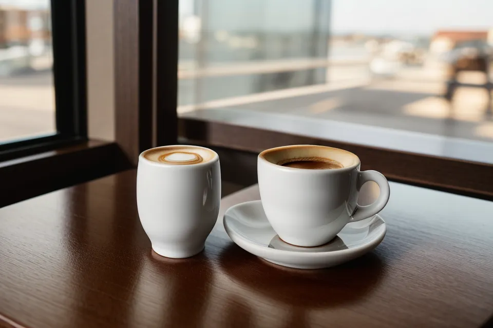 Espresso-Moment als Erinnerung an den ersten Meilenflug-Erfolg beim Planen weiterer Prämienflüge für die Familie